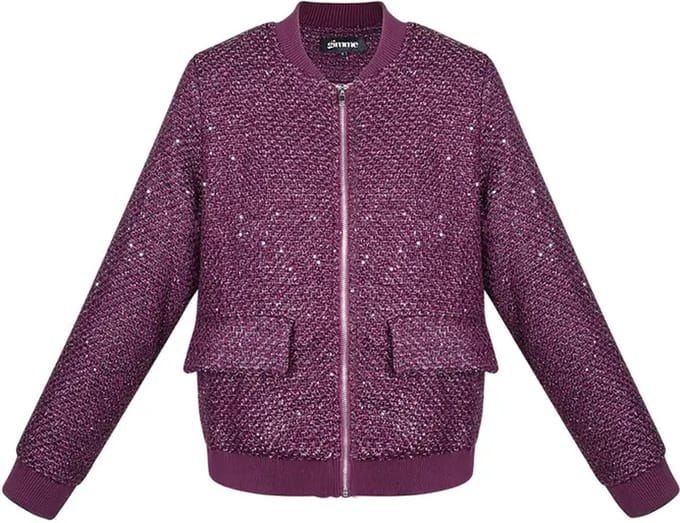 Bomberjack Sparkly day- Maat S - Kerstkleding - Bordeaux - Damesjacket
