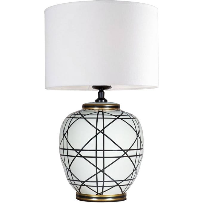 PR Home tafellamp New York, wit, hoogte 61 cm, keramiek