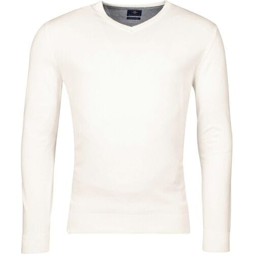 Baileys Trui Luxury Pima Cotton V-Neck Single Knit Off White / male