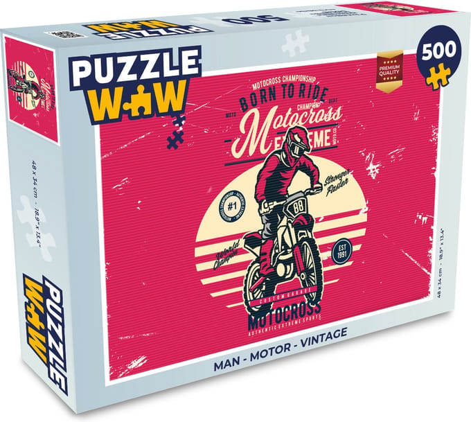 Puzzel Man - Motor - Vintage - Legpuzzel - Puzzel 500 stukjes