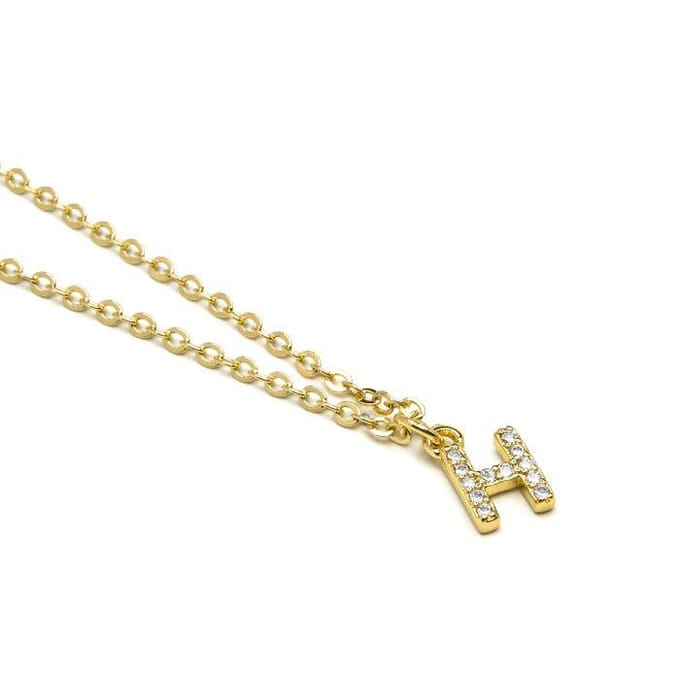 Collier Luxenter avec Zirconia brillant finition or 18k - Alphabet H beige