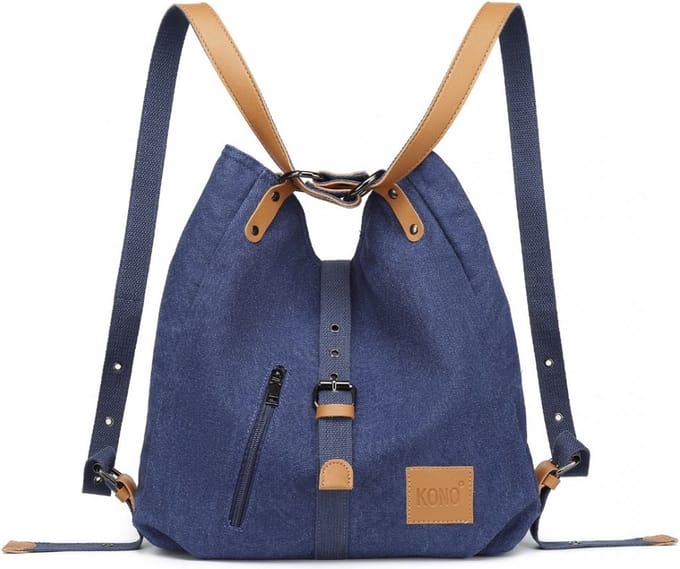 Kono Handtas Dames - Schoudertas - Dames Rugzak - 3 in 1 Canvas Dames Tas - Blauw (E6850 NY)