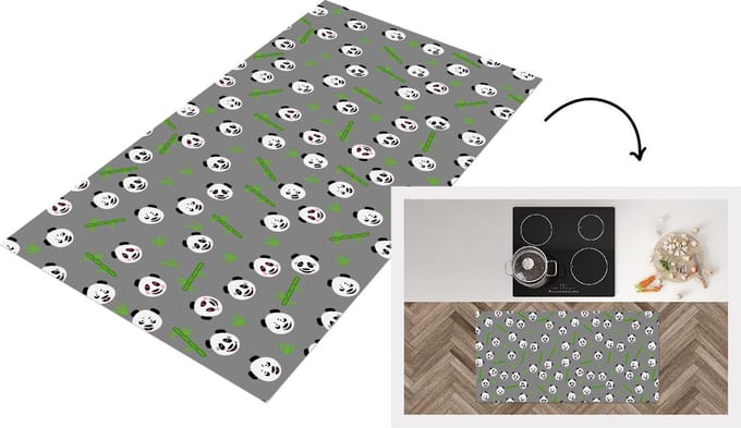 Keukenloper - Loper keuken - Panda - Bamboe - Design - 120x60 cm - Keukenloper vinyl