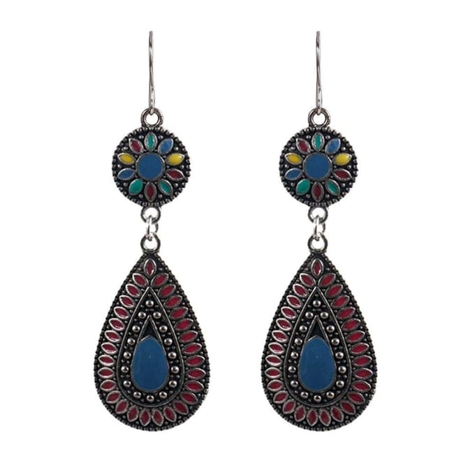 Fako Bijoux® - Oorbellen - Bohemian - Druppel Retro - Blauw