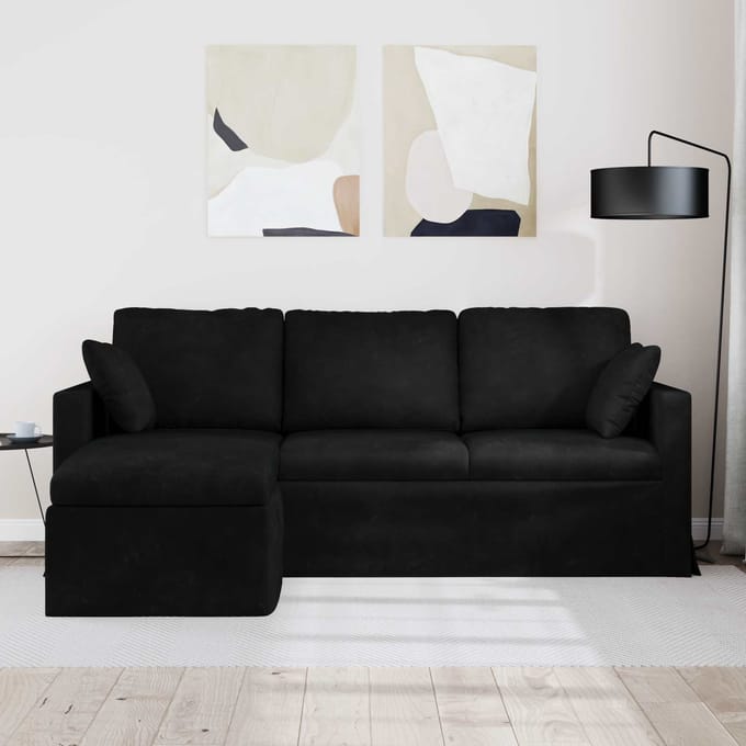 vidaXL - Bank - Zwart - 198 - x - 134 - x - 80 - cm - Fluweel