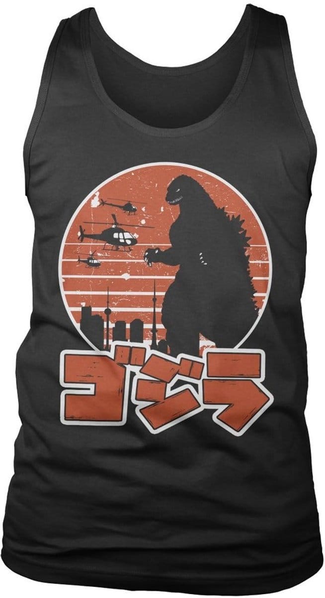 Godzilla Tanktop met Japans logo, zwart