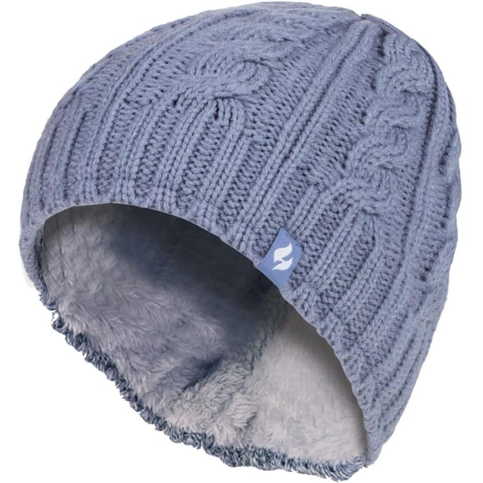 Dames Kabelgebreide 3.4 Tog Fleece Gevoerde Thermische Wintermuts