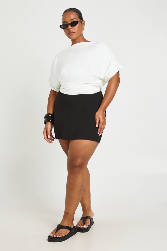 boohoo Dames Plus Basic Jersey Skort | Zwart | Maat: 44