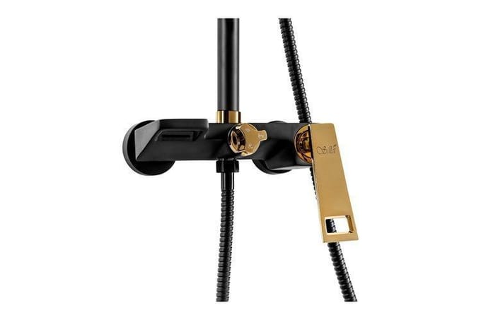 SILLA Regendouche Set - ééngreeps Doucheset - Uittrekbare Doucheset met Handdouche + Regendouchekop - Zwart/Goud