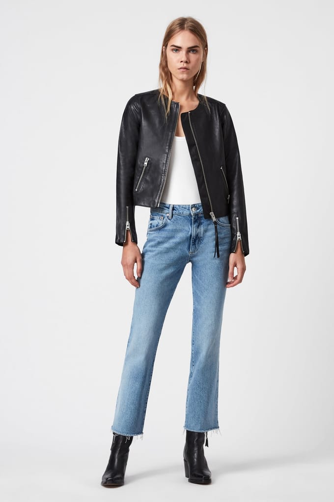 AllSaints Aster Jacket Black Taglia: 10 | Giacche di pelle Outlet | Donna | Nero