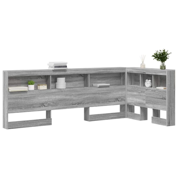 vidaXL - Opberghoofdbord - Grijs - Sonoma - Bewerkt - hout