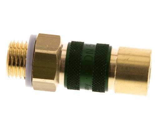Messing DN 5 Groen-Coded Luchtkoppeling Snelkoppeling G 1/4 inch Buitendraad - CLS5-M-B-GRE-CD-014
