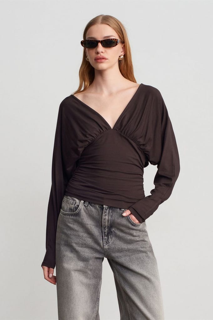 Slim Fit V-hals Wikkeltop