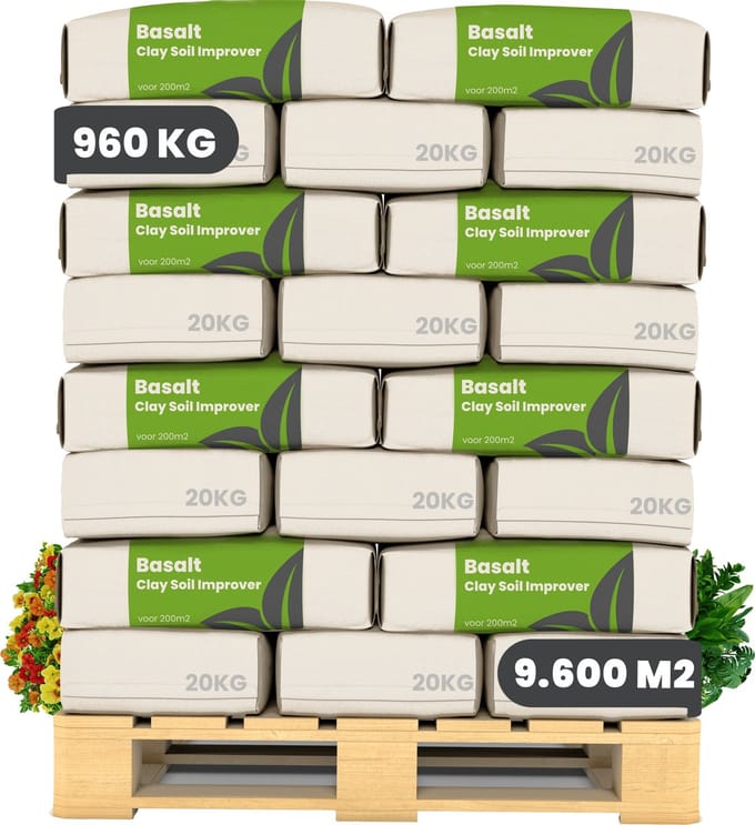 Basaltmeel Bodemverbeteraar voor kleigrond (48x = 960Kg voor 9600m2) - Organifer