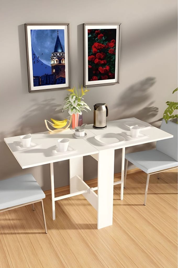 Nestly - Eettafel – Opvouwbaar – Wit – 134x60x72 cm