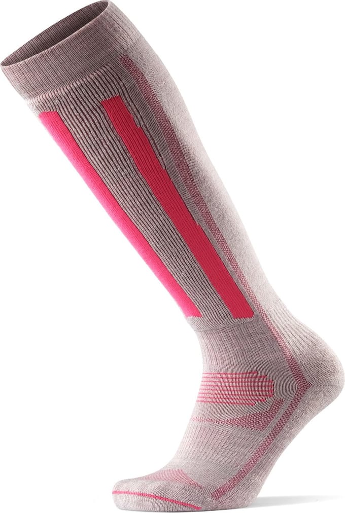 DANISH ENDURANCE Skisokken - van Merino Wol - Lichtgrijs/Roze - Maat 35-38