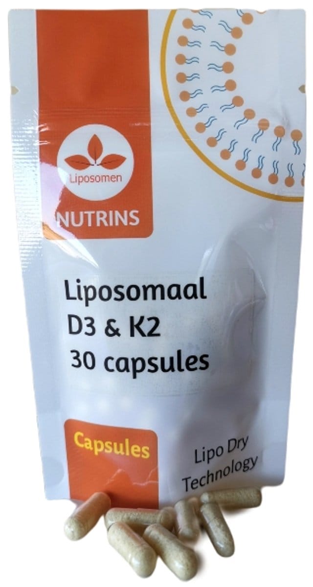 Nutrins Liposomaal Vitamine D3 & K2 – 25 µg D3 + 45 µg K2 – 30 Vegan Capsules