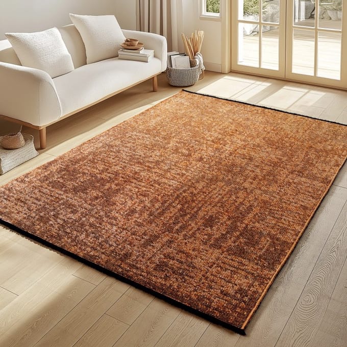 TapisTrend Designer tapijt Bronzen 80x250 cm Binnenkleed, gemarmerd patroon, katoen chenille, plat geweven