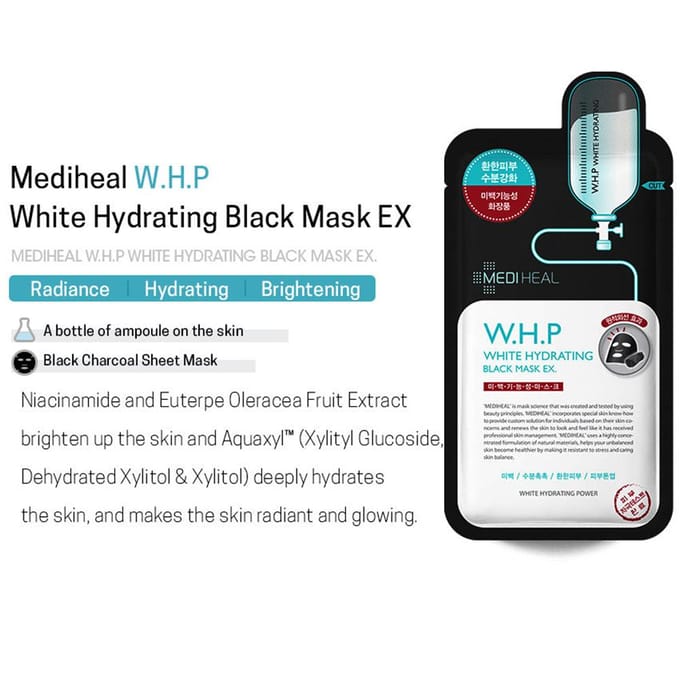 10 stuks_[MEDIHEAL] W.H.P White Hydrating Black Mask EX 10pcs Mask black