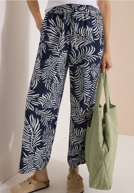 Wide Leg Broek met print en galonstrepen