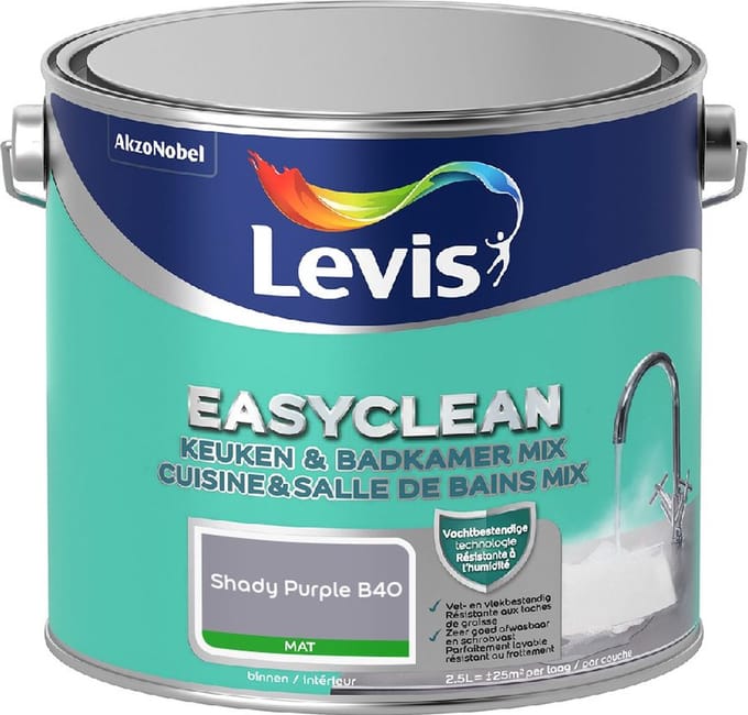 Levis - Easyclean Keuken & Badkamer Mix - Shady Purple B40 - Mengverf - 2,5 L