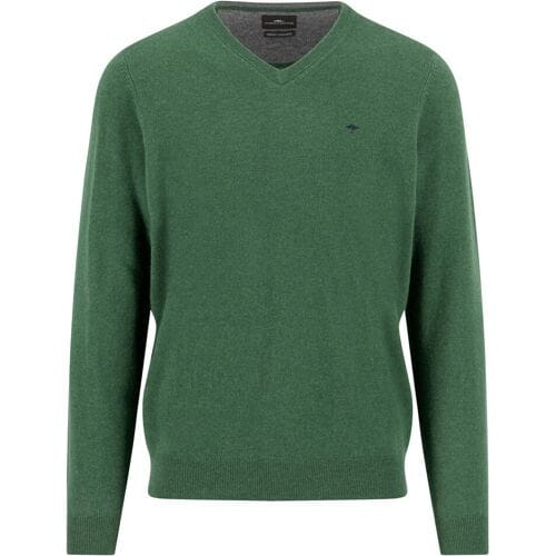 Fynch-Hatton Trui V-Neck Merino Cashmere Dark Leaf / male