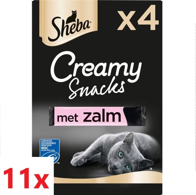 11x Sheba - Creamy Snacks Zalm - Kattensnacks - 4 stuks