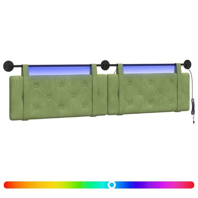vidaXL - Hangend - hoofdbord - Met - LED-verlichting - Lichtgroen - Fluweel