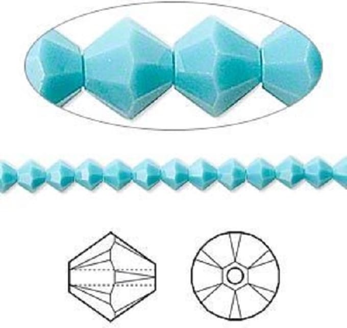 Swarovski Xilion Bicone kralen - 48 stuks, 4mm, turquoise