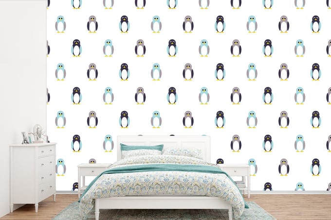Behang - Fotobehang Design - Dieren - Pinguïn - Breedte 420 cm x hoogte 280 cm