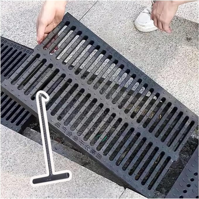 Afdekrooster - Regenwaterafvoer - Waterbeheer Buiten - Antislip Ontwerp - 50 cm Lang - Zwart