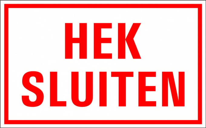 Hek sluiten tekstbord - kunststof 400 x 250 mm