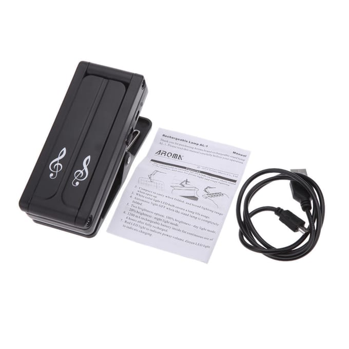 Lampe de support de musique Rechargeable à clipser, pour Piano, lumière de scène LED, tendance noir