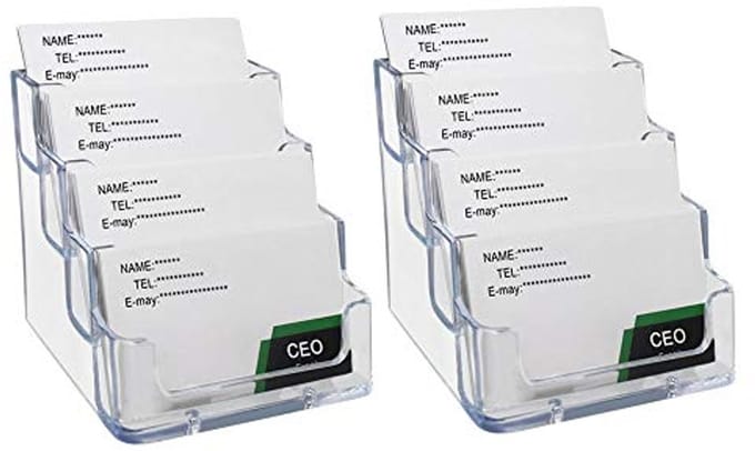 Transparante 4-Tier Visitekaarthouder - Acryl Card Display voor Ondersteuning van Kaarten