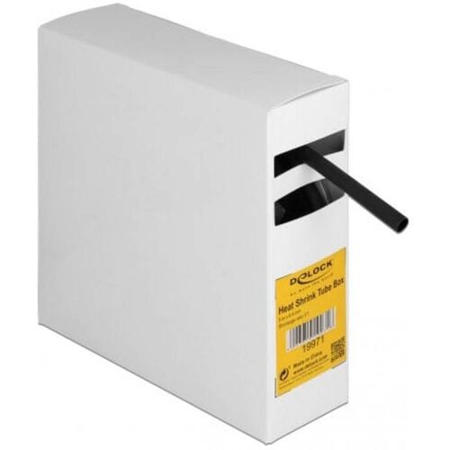 Delock Heat shrink tube Box, with inside adhesive, shrinkage ratio 3:1, 5 m x 6.4 mm black