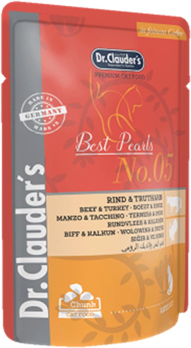 Dr Clauder's kat 20x100g verse zakjes - rund & kalkoen