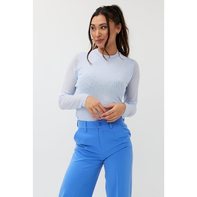 EsQualo Top Mesh Sky Blue Größe: S | Longsleeves Outlet | Damen | Blau