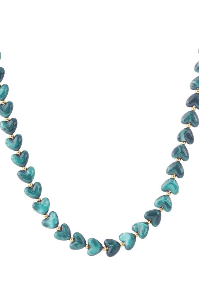 Bijoutheek Collier Hart Kralen Blue Zircon
