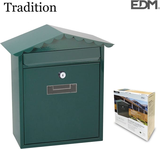 Brievenbus EDM Tradition Staal Groen (26 x 9 x 35,5 cm)