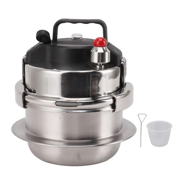 Mini Outdoor Snelkookpan Drie Laags Snelle Verwarming Tijdbesparend Roestvrij Staal Snelkoken L black