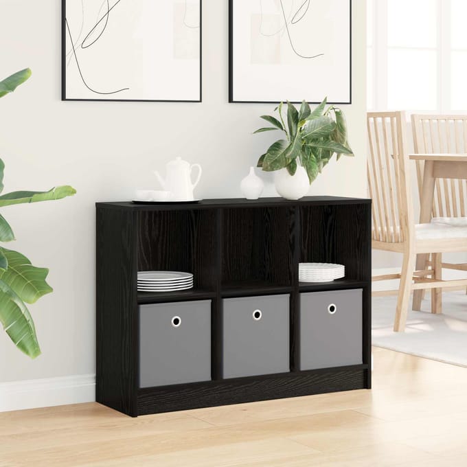 vidaXL - Dressoir - Zwart - Eiken - 88,5 - x - 27,5 - x - 63,5 - cm