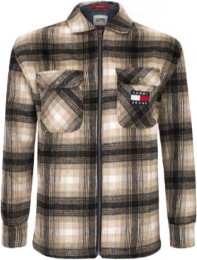 Tommy Hilfiger Overshirt heren| Zwart- beige geblokt | S