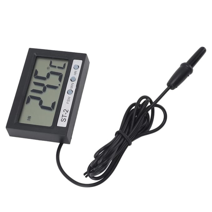 Auto Thermometer Digitaal Nauwkeurig Intern Extern Dubbele Temperatuur Aquarium Thermometer voor Koelkast gray