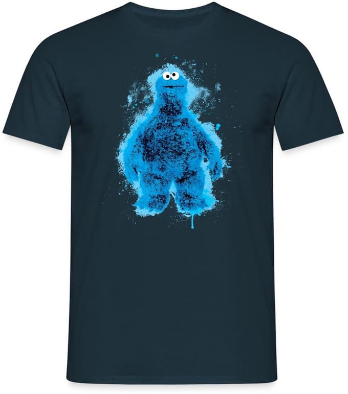 Sesamstraat Koekiemonster Paint Spetters T-Shirt Heren