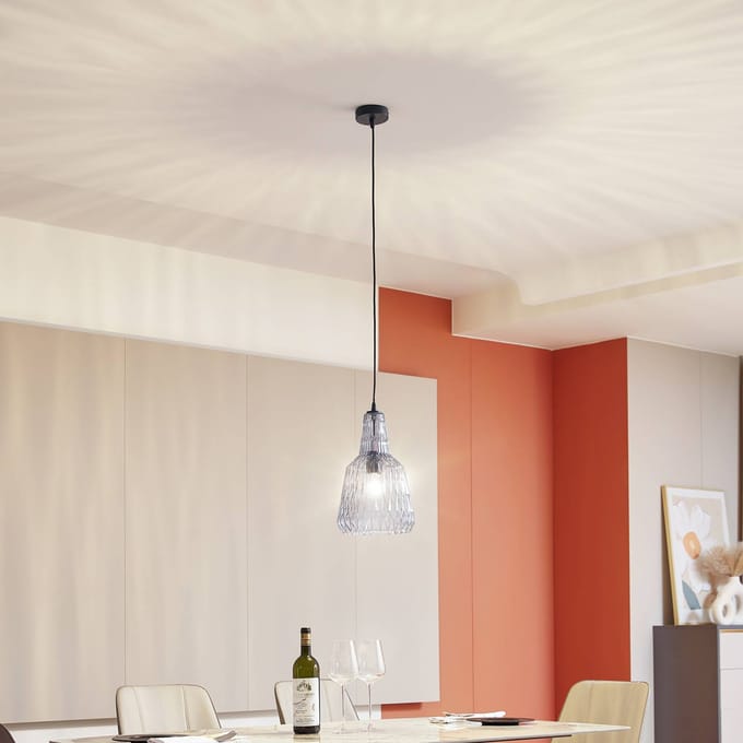 Lindby - hanglamp - 1licht - Glas, metaal - H: 35 cm - E27 - rokerig grijs