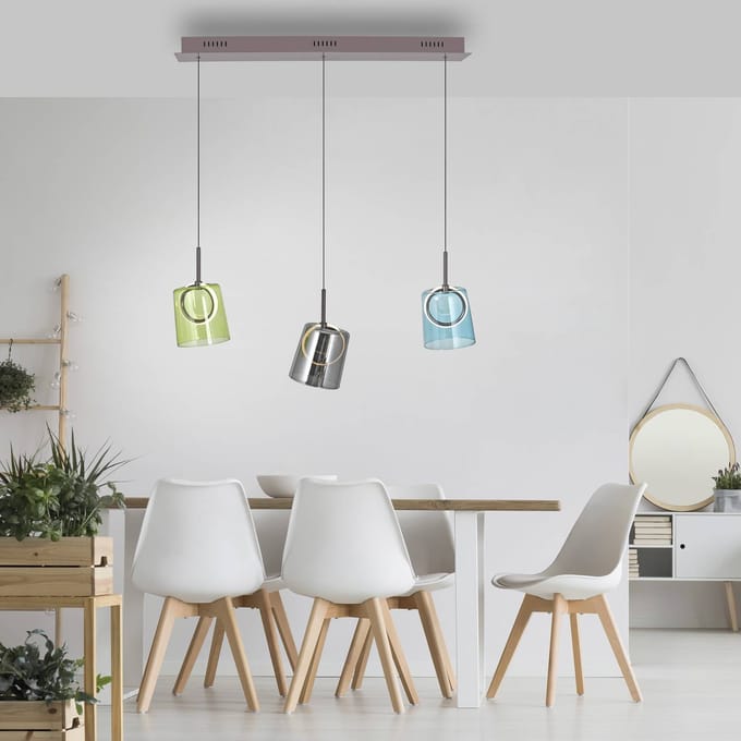 Paul Neuhaus LED hanglamp Zula, lengte 87 cm, kleurrijk, 3-lamps.