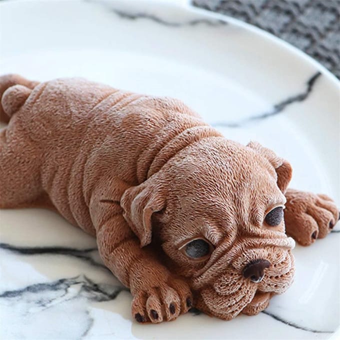Hond siliconen mal 3D Shar Pei hond mal DIY taartdecoratie mousse mal schattige chocolade gelei ijs L white
