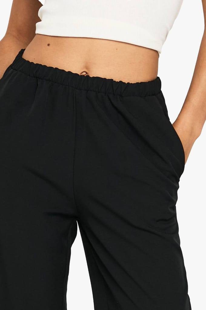 boohoo Dames Geweven Marl Broek met Rechte Pijp | Black | Maat: 6