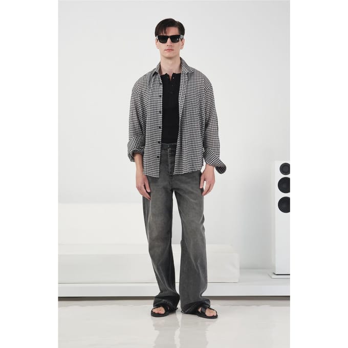 Heren Geruite Poplin Overhemd