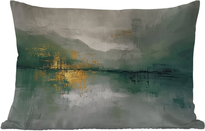 Buitenkussens - Tuin - Groen - Modern - Abstract - Goud - 50x30 cm